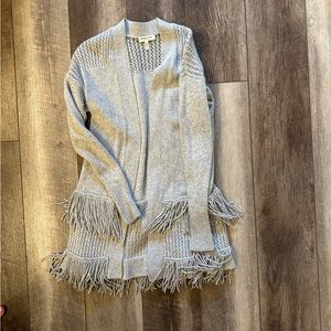 Rebecca Taylor Fringe Open-Front Sweater